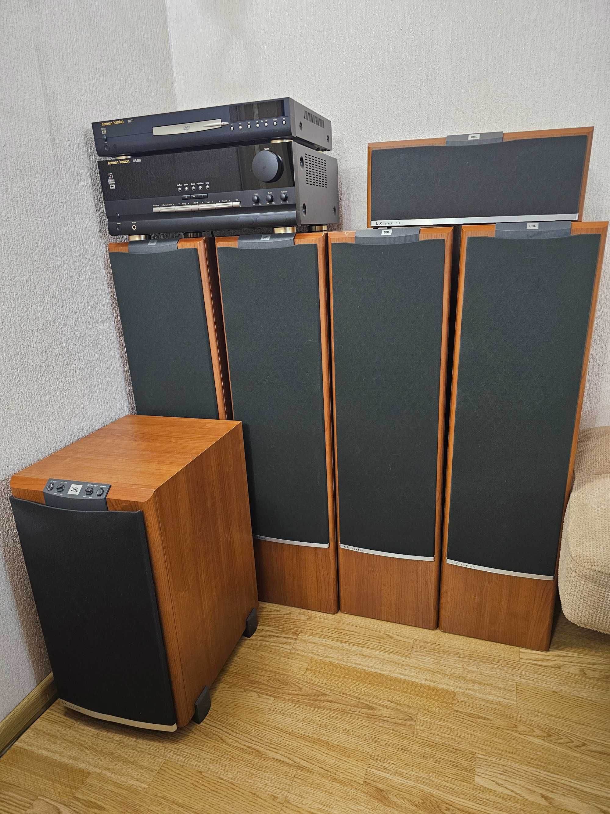 (усилитель+микшер+тюнер)  плюс  DVD Harman-Kardon. Колонки JBL 330W