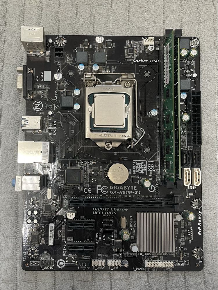 Материнская плата + i3 4170 +ddr3 10gb