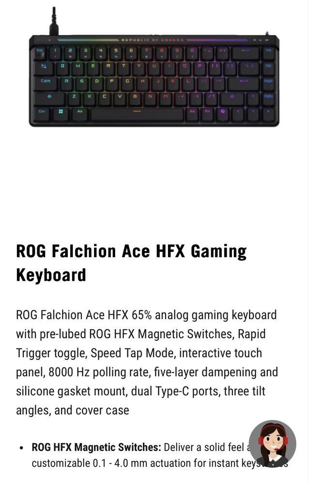Клавиатура магниты ROG Falchion Ace HFX