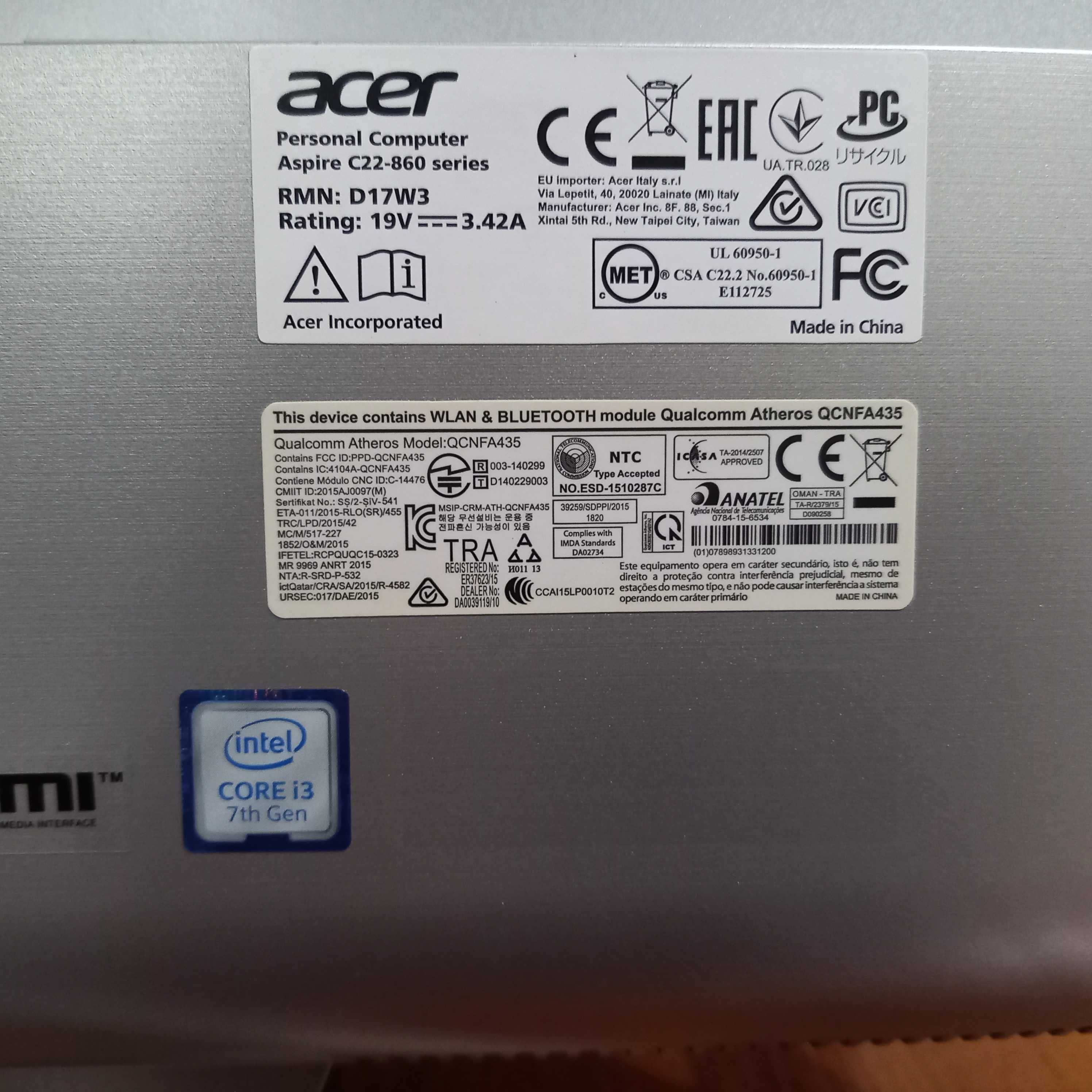 Моноблок Acer 22"/7gen/i3/drr4=8гб/ssd=240гб/1920х1080р/старт за 4сек.