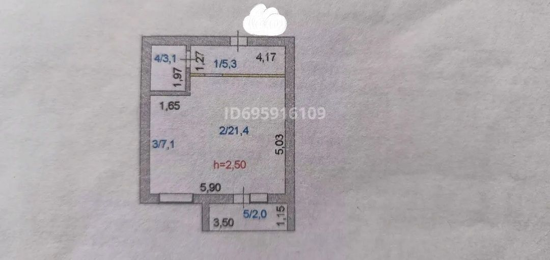Продам квартиру в бывшем общежитии на пр.Абылайхана