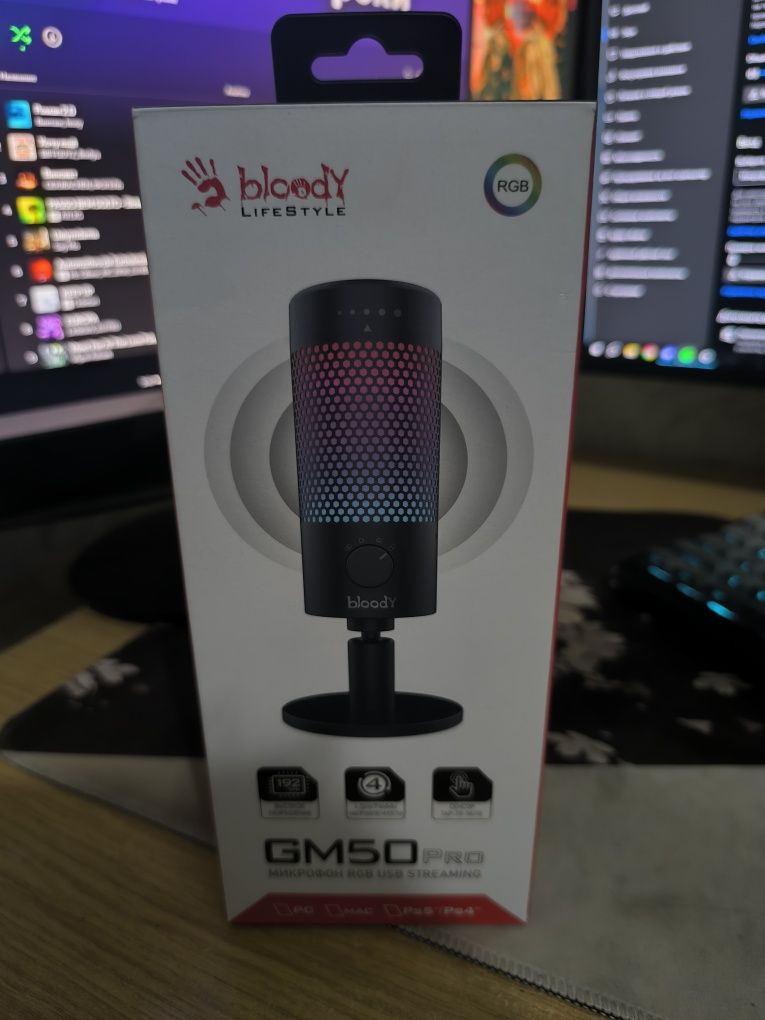 Игровой микрофон Bloody GM50 Pro | USB, RGB, почти новый