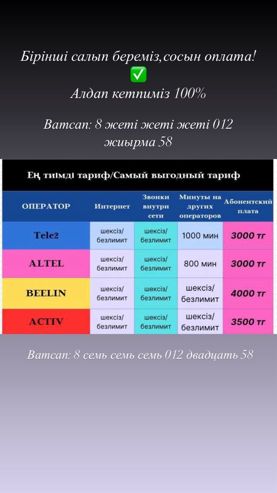 Выгодный тариф 100%