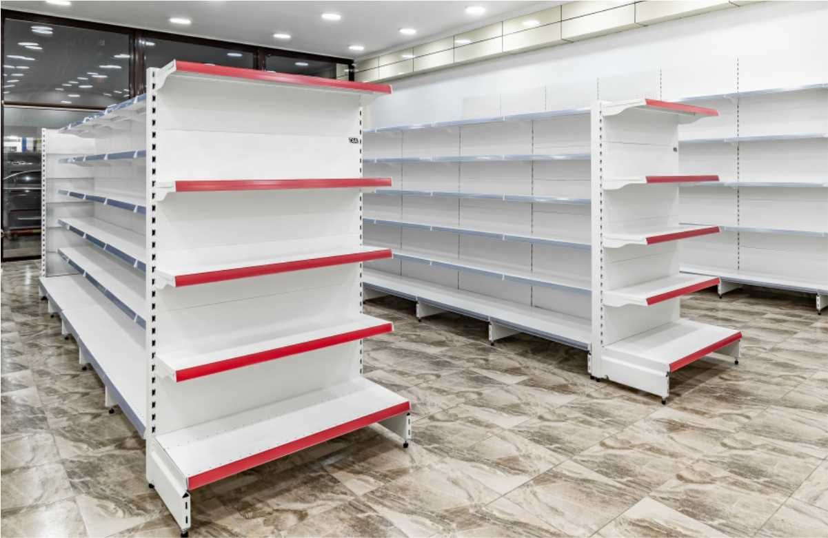 Металлические торговые стеллажи в магазин, маркет, выбор размеров asts
