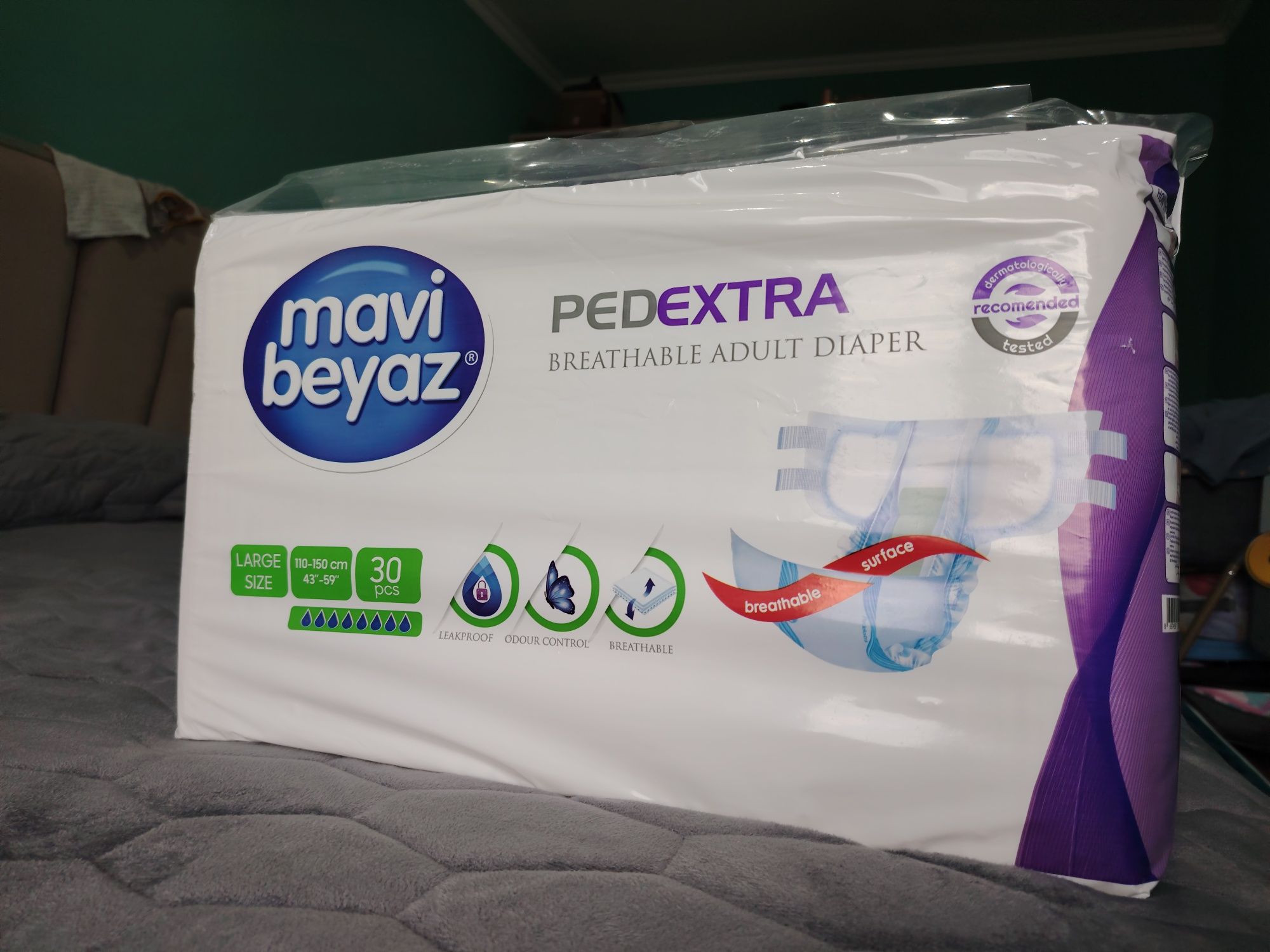Подгузники для взрослых Mavi beyaz Large, объем талии 110-150см, 30шт.