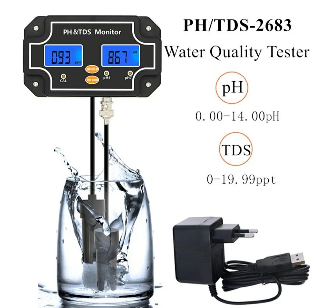 PH metr, Пш метр, TDS, PPM 2 в 1 для Аквариума, бассейна, гидропоники