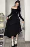 Чёрное платье off-shoulder(с открытыми плечами), размер M