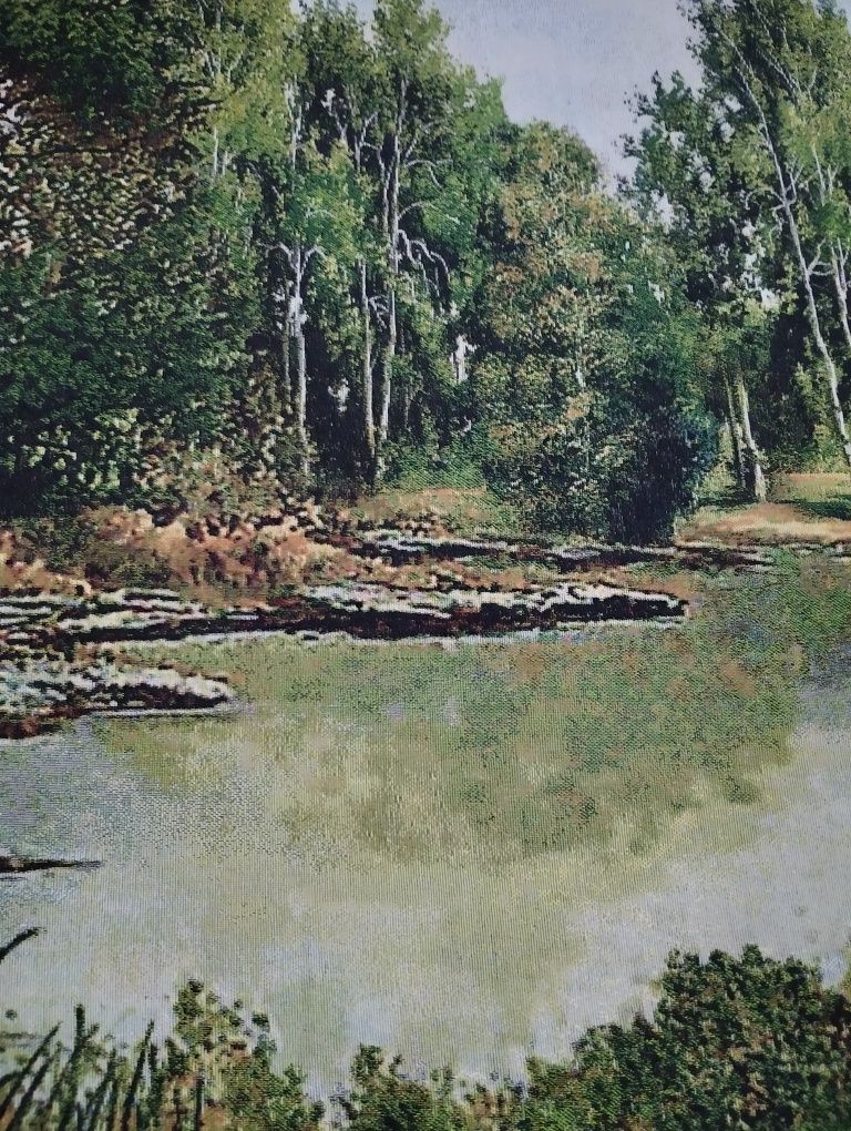 Красивая большая картина на гобелене в раме, пейзаж