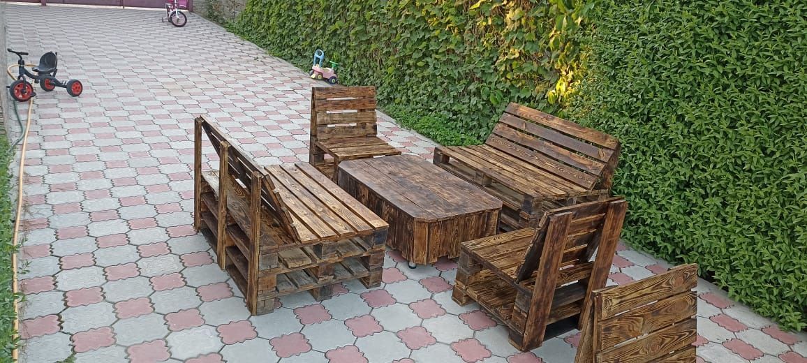 Мебель садовая из поддонов, железная, домашняя