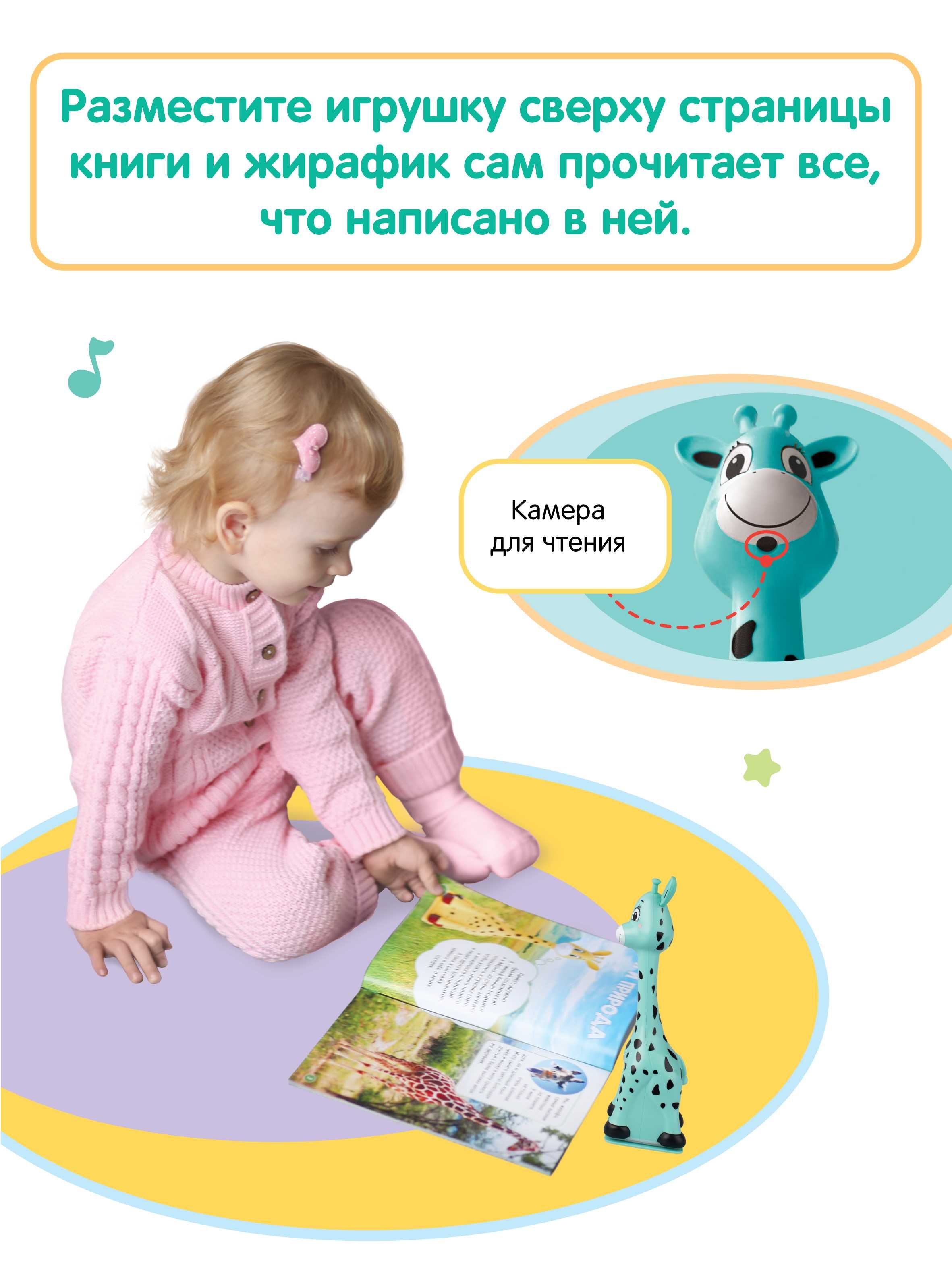 Жирафик Бонни - музыкальная развивающая игрушка + подарок (бирюзовый)