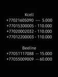 Новые номера Kcell, Beeline
