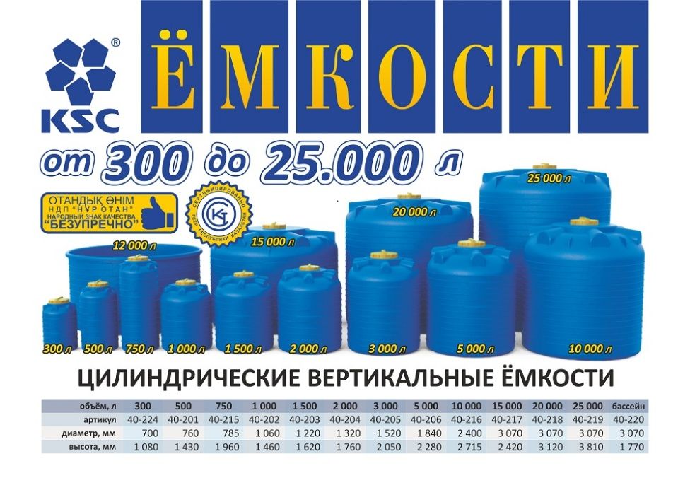 Емкость бак бочка 3000 литров вертикальные с завода, гарантия
