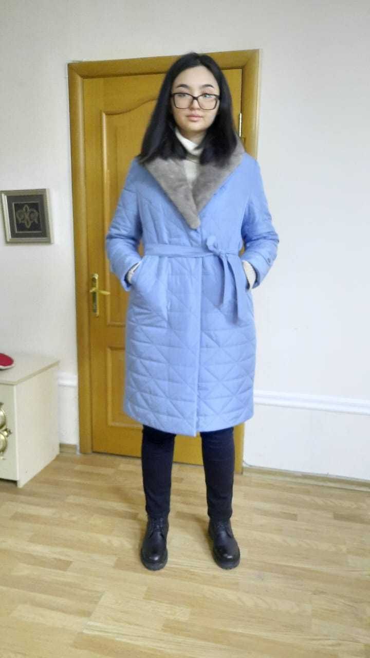 норка жағалы, түйе жүнді пальто
