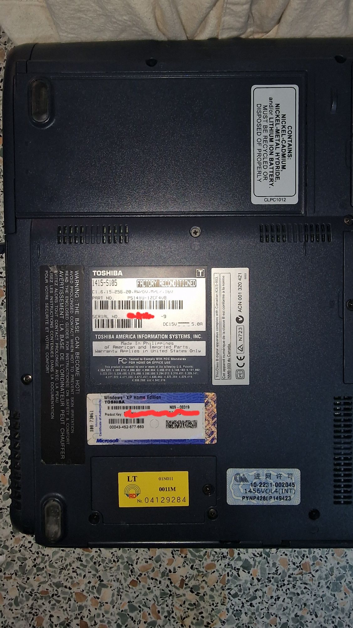 Ноутбук toshiba 1415-s105