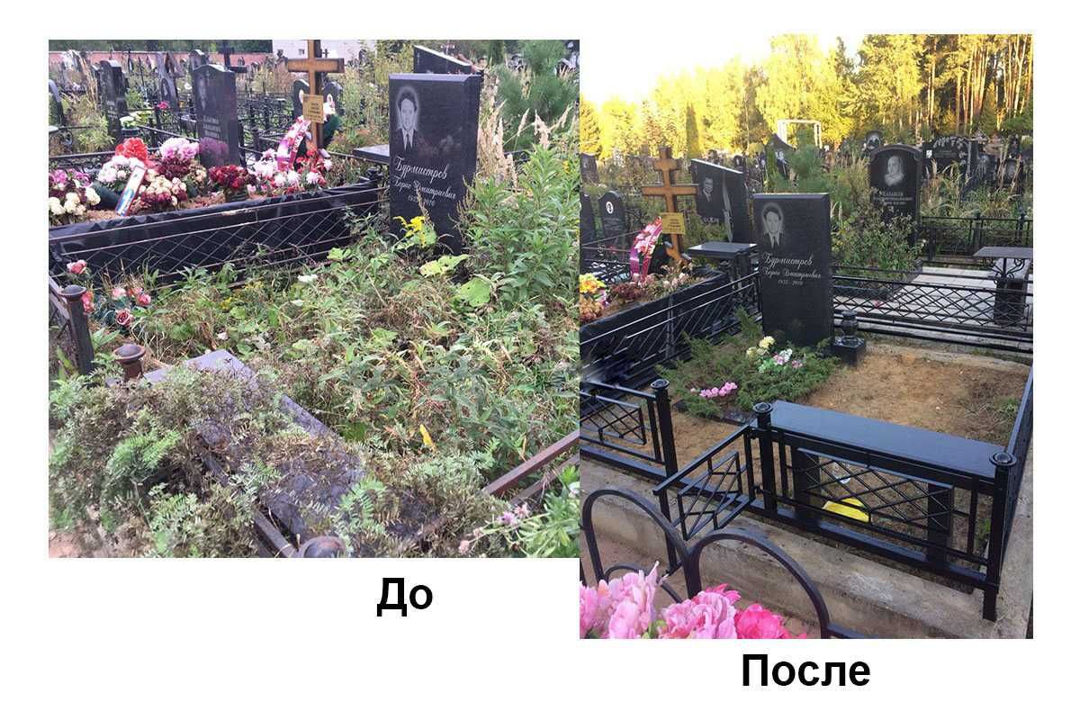 Уборка и уход могилы на кладбище