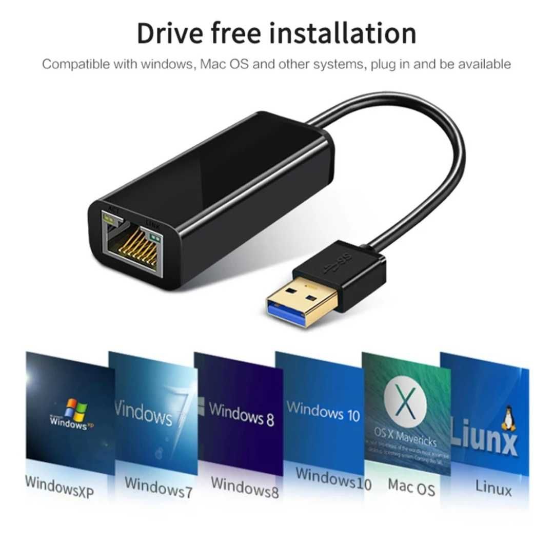 Переходник USB 3.0 на Lan RJ45 1000 mb/s. Realtek. Алматы.