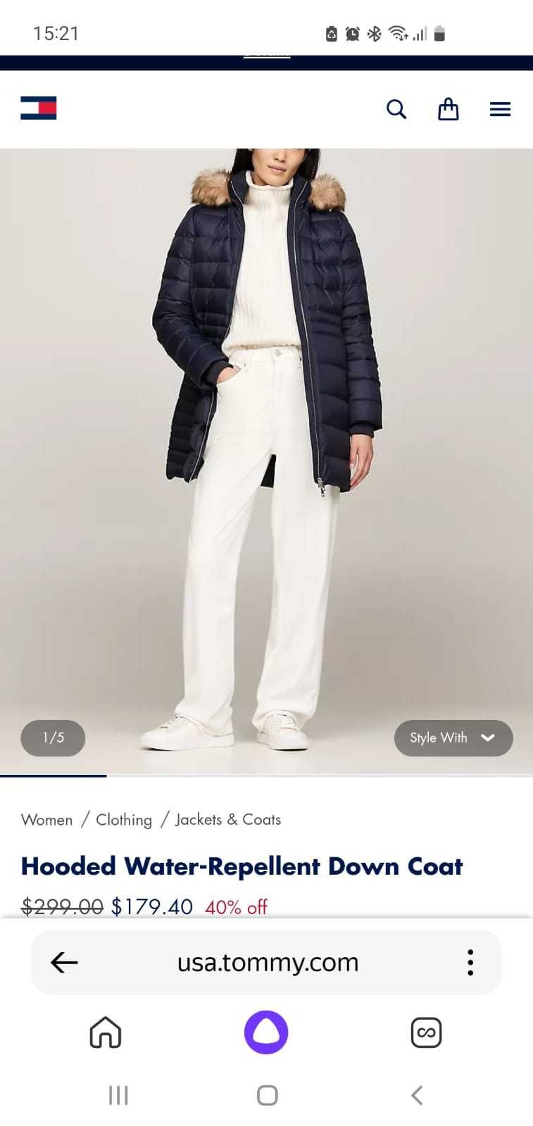 Продам стильный женский пуховик Tommy Hilfiger