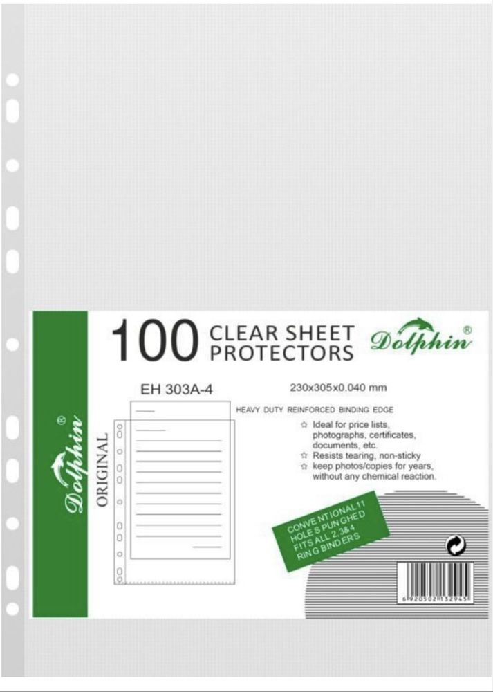 Прозрачные файлы-вкладыши Dolphin A4 (100 шт.)