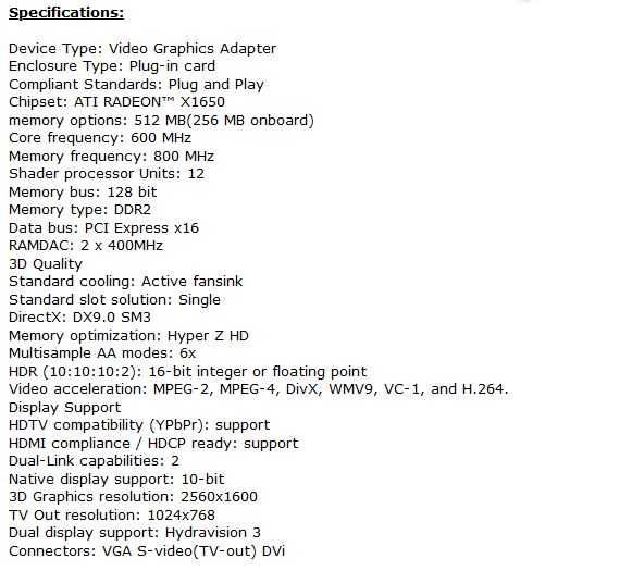 Продам новую видеокарту Acer Aspire E700 ATI Radeon X1650.