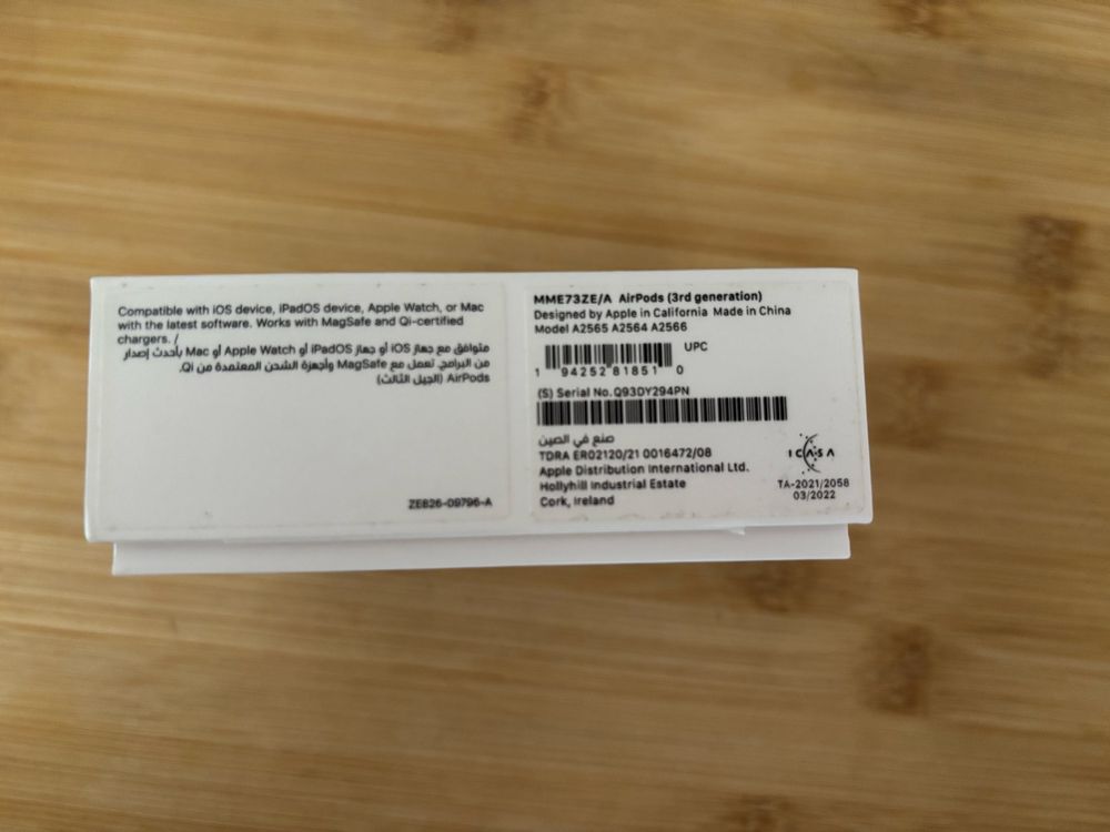 Apple AirPods 3 (оригинал) с коробкой и зарядным кабелем