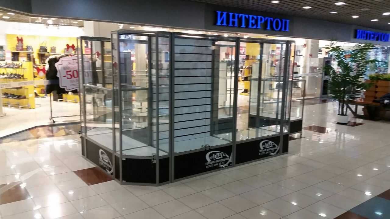 Прилавок витрина стеклянная из профиля, оборудование для магазина kavp