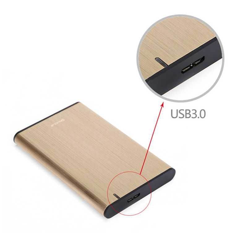 Кейс для диска. 2,5 HDD External Case USB 3.0 Золотой
