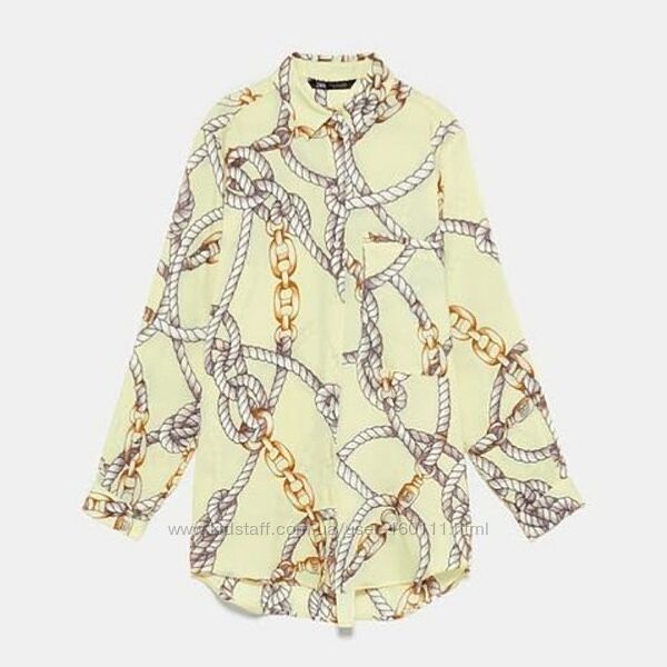 Рубашка принт цепи от Zara новая коллекция