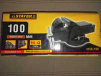 Новые тиски слесарные поворотные с наковальней STAYER 100мм / Германия