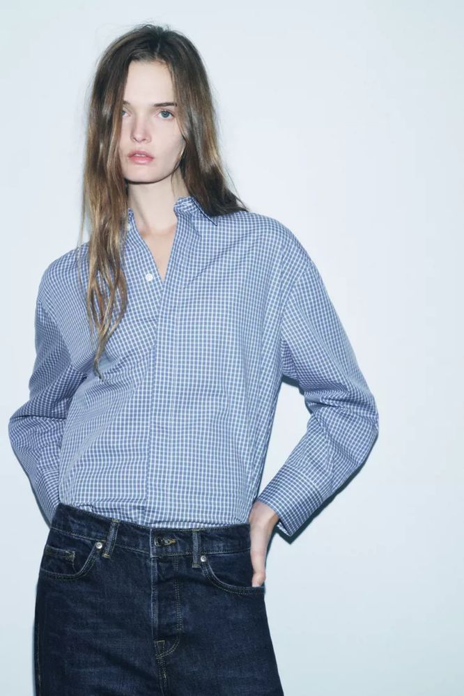 Рубашка женская, хлопок 100%, р. L, XL. Оригинал ZARA