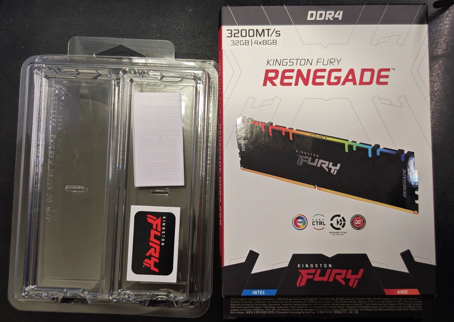 ОЗУ 32GB DDR4 Kingston Fury Renegade 4x8GB C16 3200