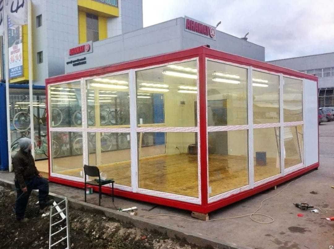 Торговый павильон 6×3 | Утеплённый киоск с окнами
