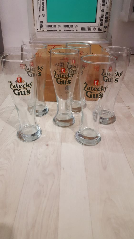 Пивной стеклянный бокал Zatecky Gus, объём 0.5 на подарок, НОВЫЕ!!!