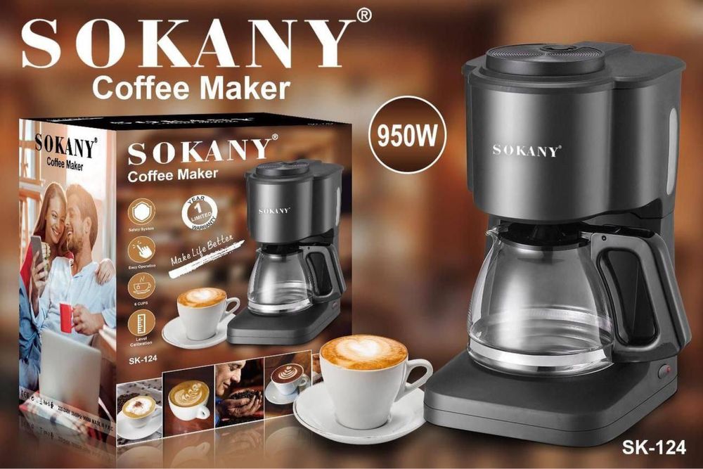 Кофеварка Sokany SK-124 950w для дома и офиса