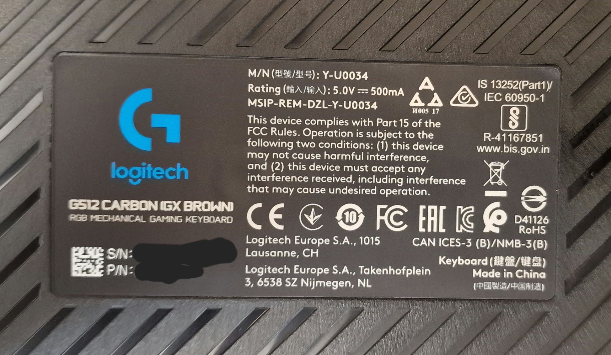 Клавиатура Logitech G512 Carbon