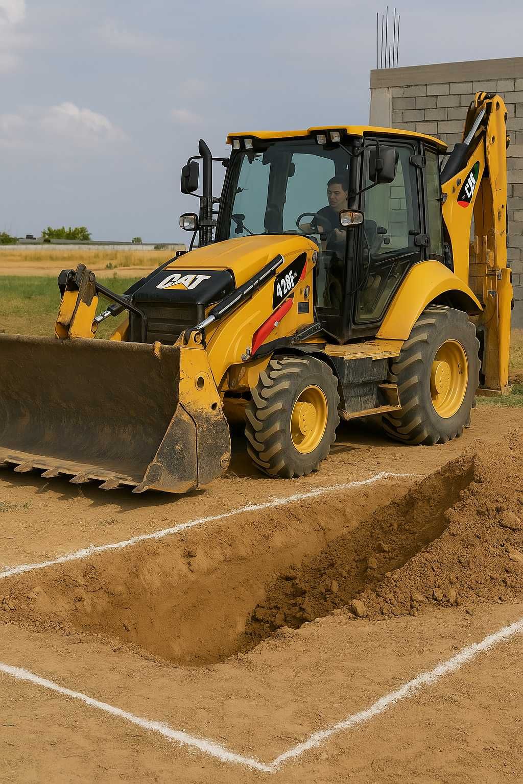 Копка траншей, септиков | Экскаватор CAT 428F2 | Тараз