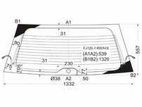 Стекло заднее с обогревом (с отв.) TOYOTA LAND CRUISER PRADO 3/5D/LEXU