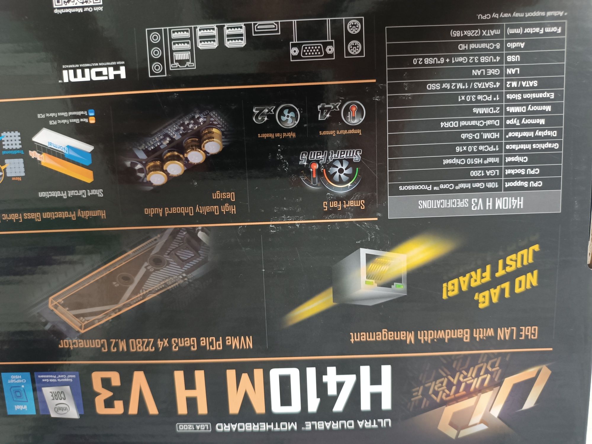 Продам мат.плату Gigabyte H410 H v3 на запчасти, сгорел южный мост