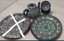 Узбекский Табақ, пиалки и чайник