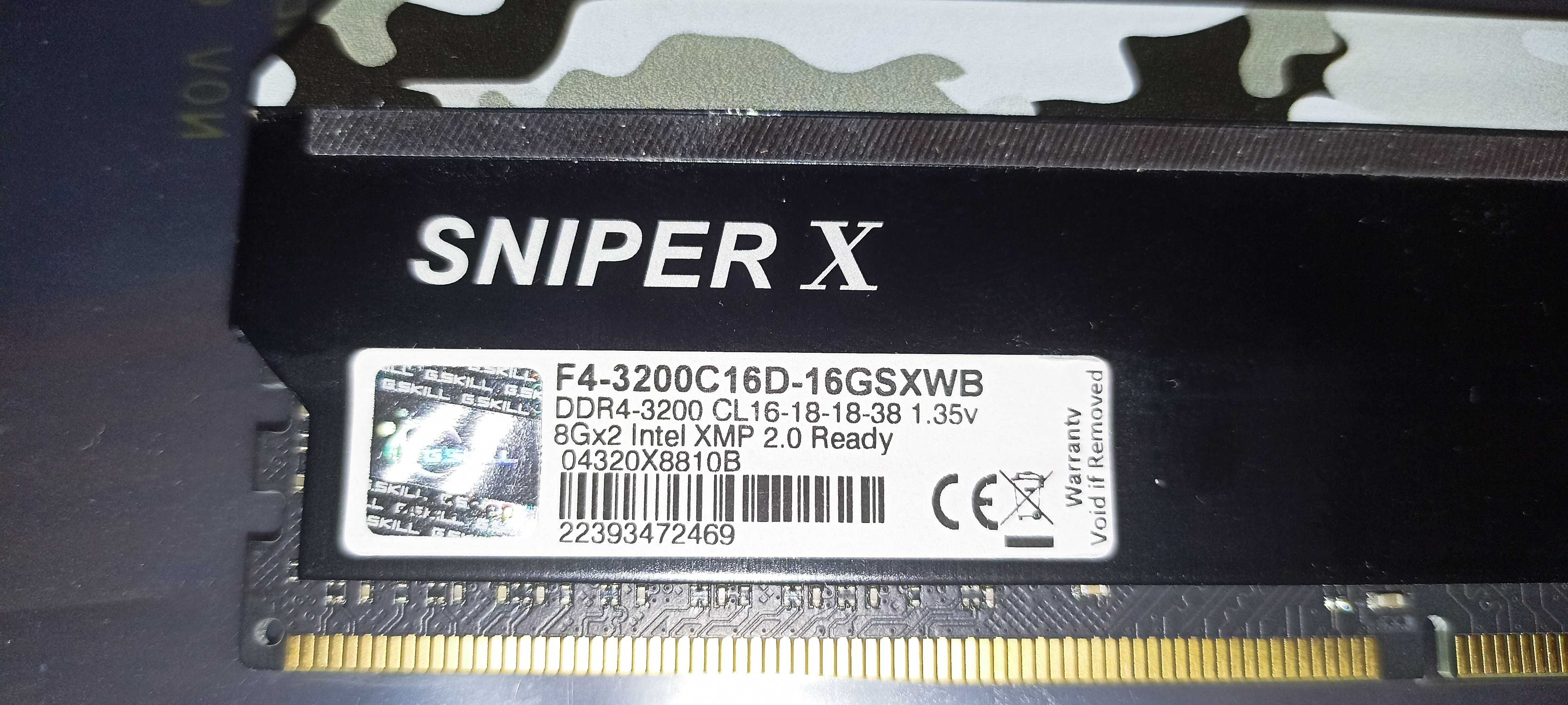 DDR-4 DIMM 16Gb/3200MHz PC25600 G.SKILL Sniper X, 2x8 kit