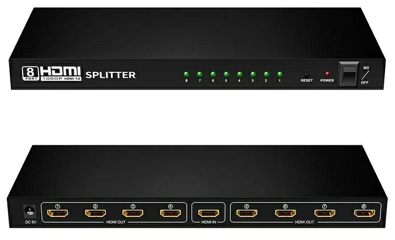 HDMI сплиттер 1х8 портовый разветвитель делитель изображения картинки