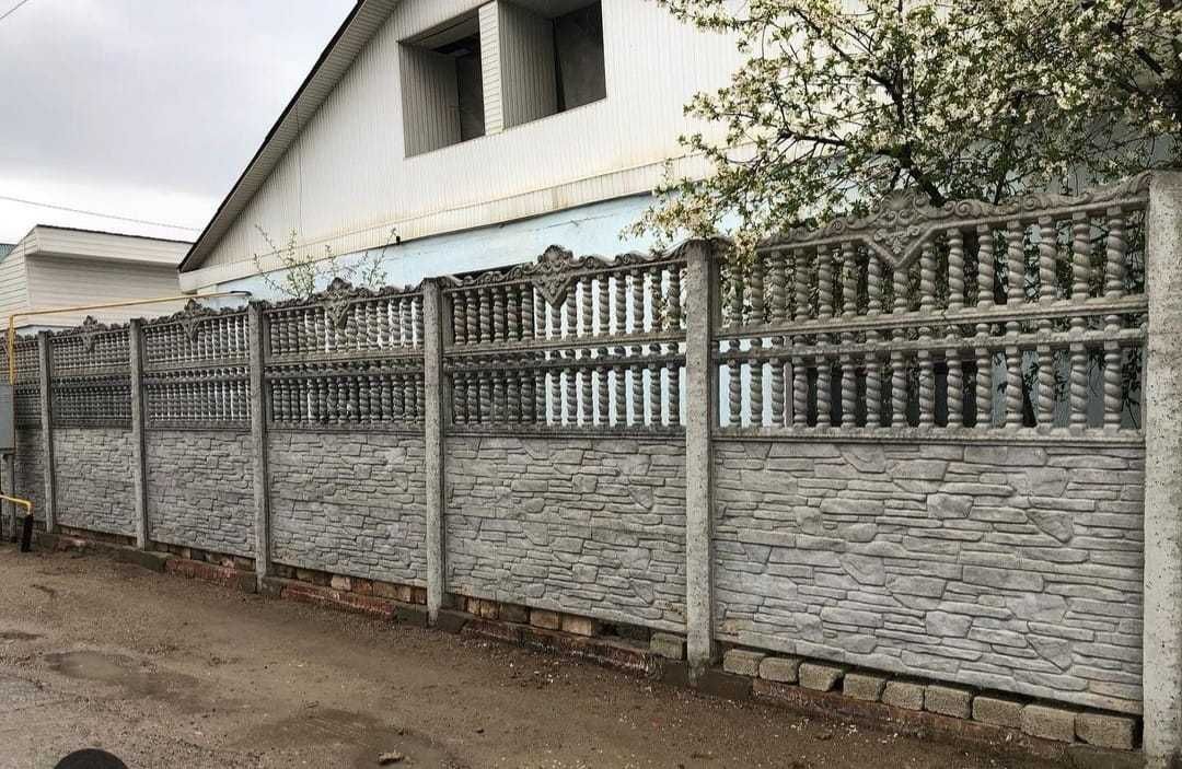 Еврозабор с установкой, ворота, шлакоблок, ограда, забор, коршау кирпи