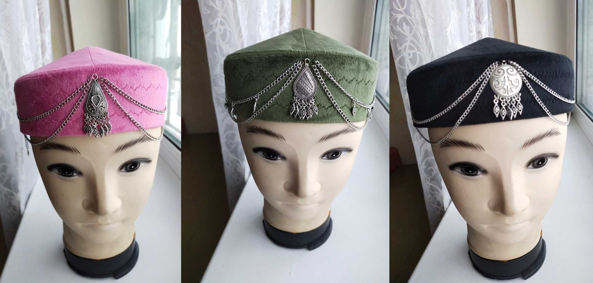 Тюбетейка из велюра украшенная