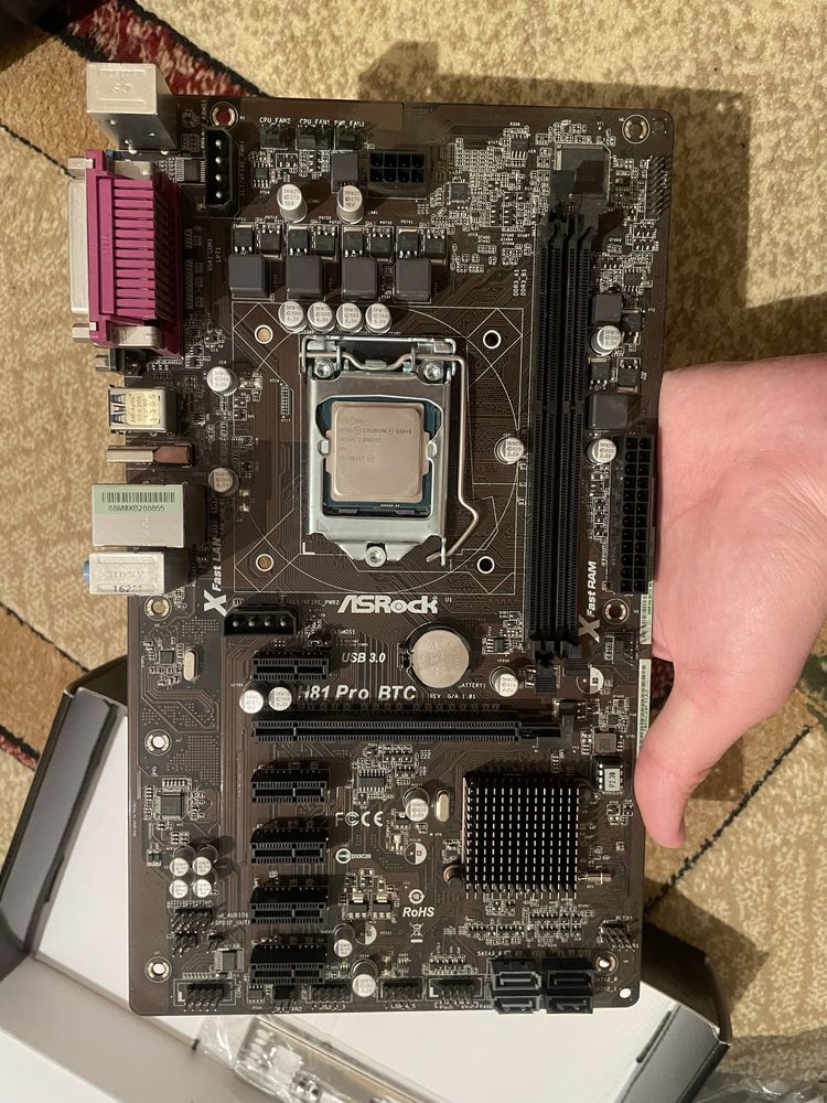 Материнская плата ASRock H81 Pro BTC + процессор Intel Celeron G1840