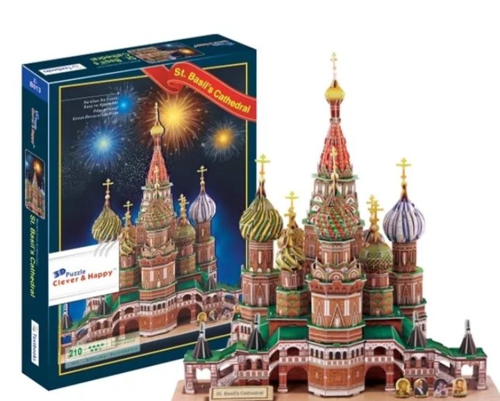 Русский Собор Василия Блаженного, архитектурный 3D-пазл из бумаги