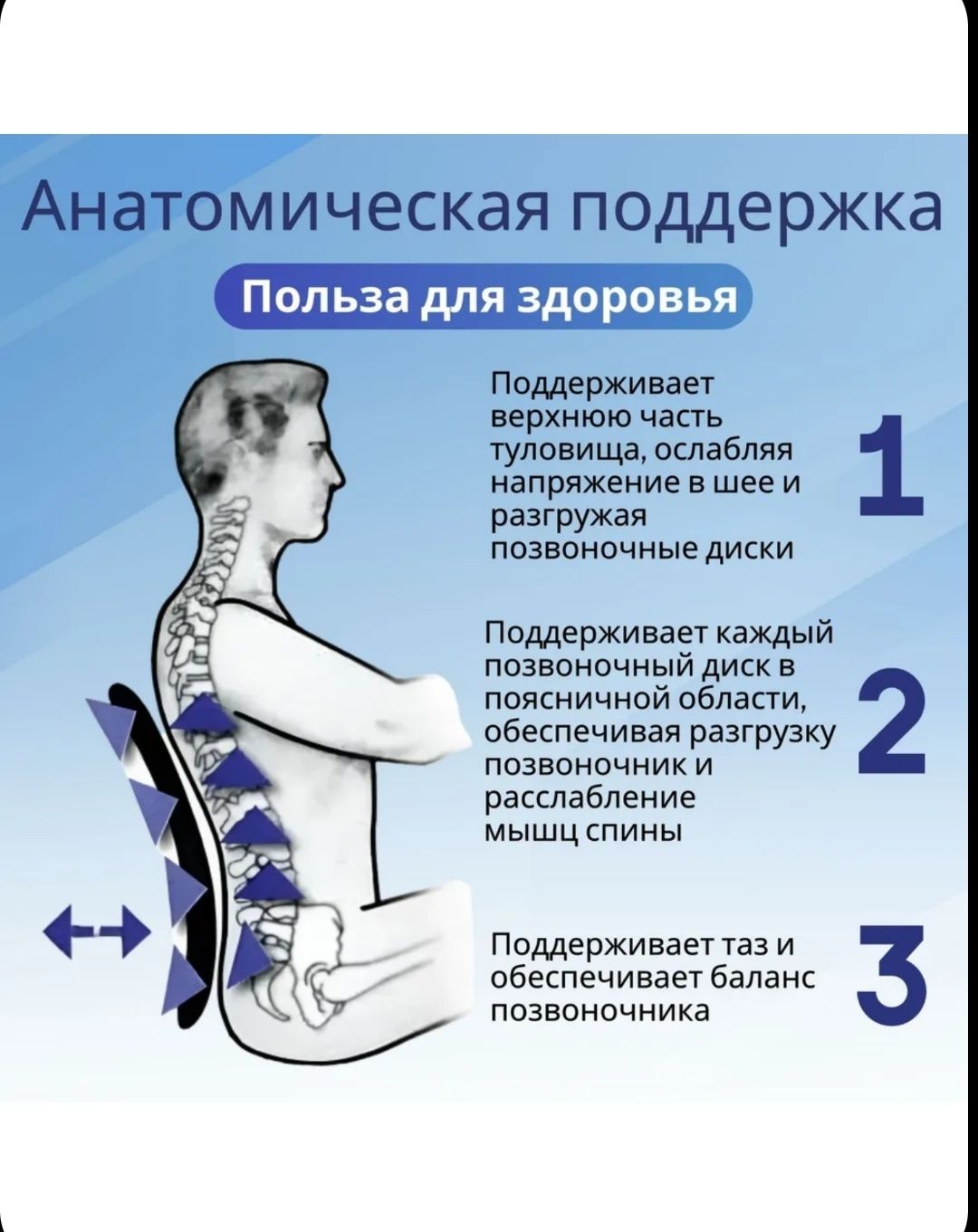 Подушка ортопедическая для кресела, стула  Корректор спины