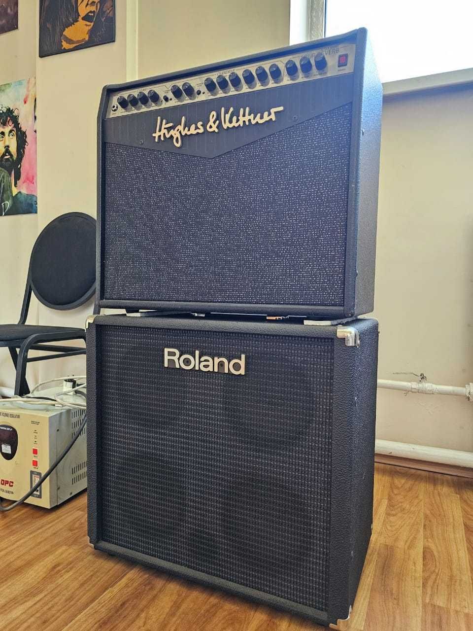 Продам усилитель Hughes&Kettner с колонкой-кабинет Roland