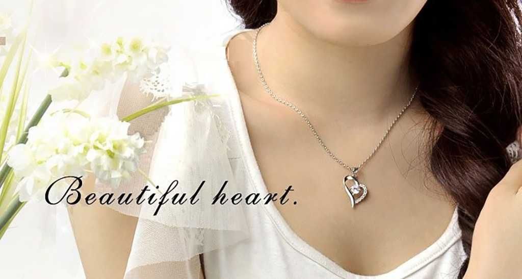 Серебряный ювелирный набор Серьги + Ожерелье - Heart.