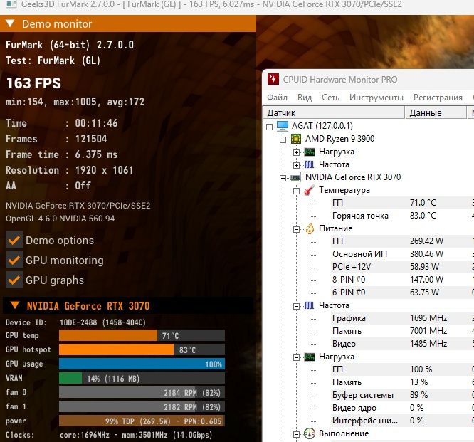 Видеокарта RTX 3070 Gigabyte Eagle