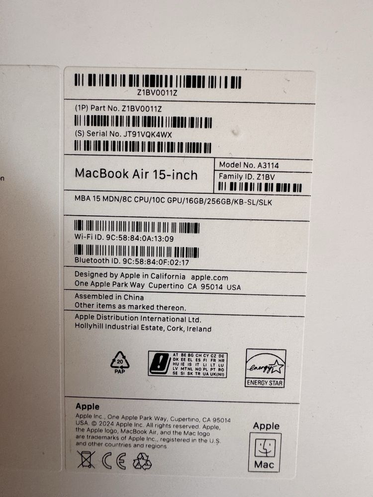 Macbook air 15 новый
