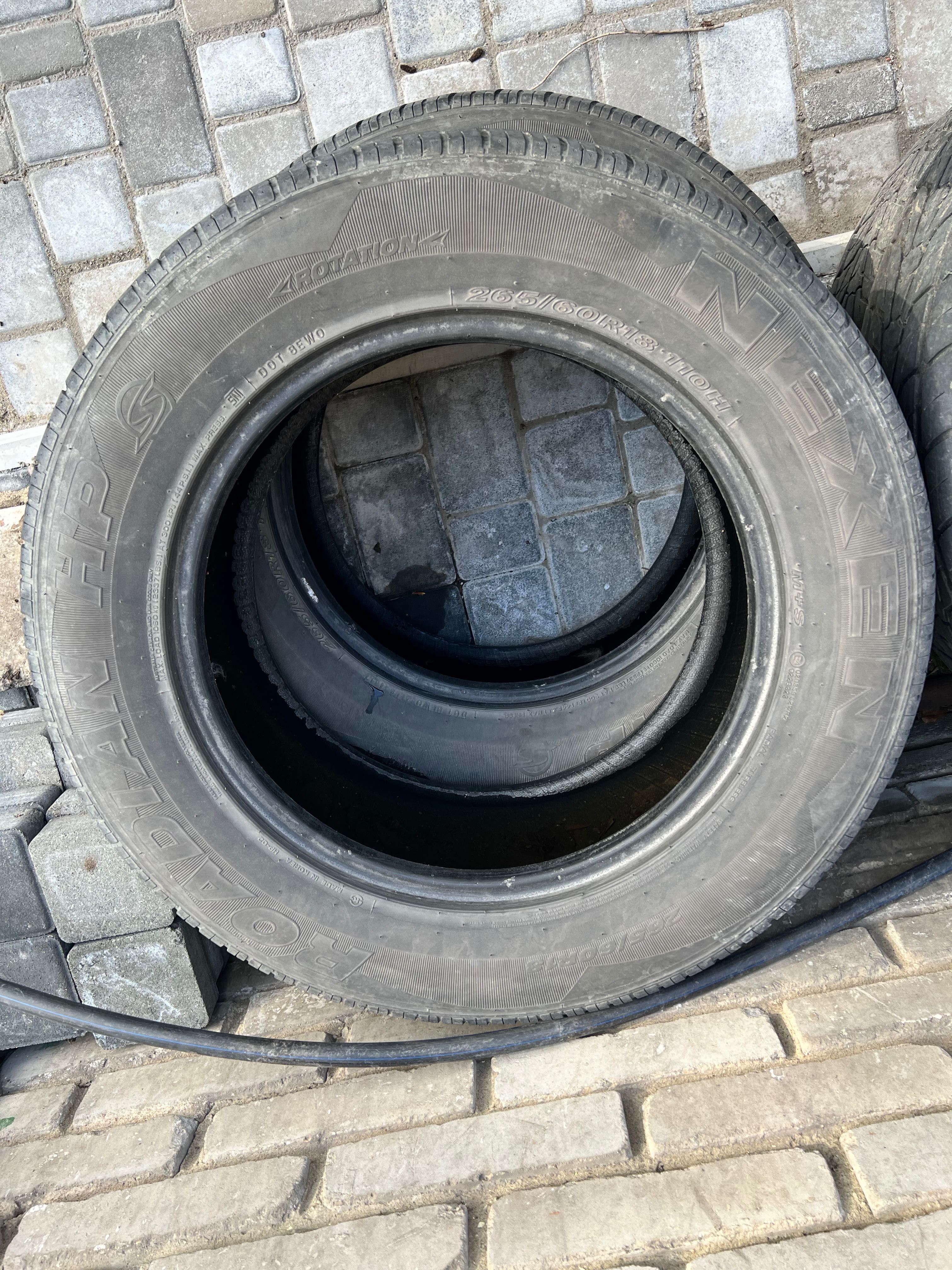 Продам летние шины, б/у, размер 265/60 R18. Стоимость 10000